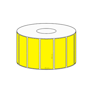 60x25mm Yellow Direct Thermal Permanent Label, 1800 per roll, 38mm core