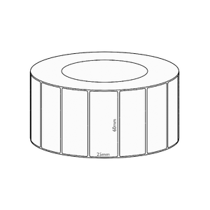 60x25mm Direct Thermal Permanent Label, 5350 per roll, 76mm core