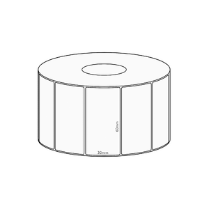 60x30mm Direct Thermal Permanent Label, 1500 per roll, 38mm core