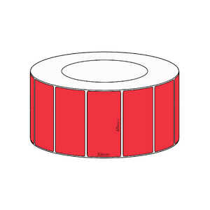 60x30mm Red Direct Thermal Permanent Label, 4550 per roll, 76mm core