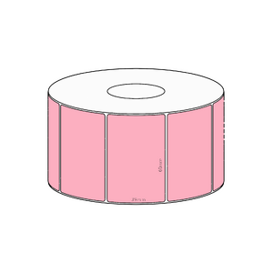 60x39mm Pink Direct Thermal Permanent Label, 1200 per roll, 38mm core