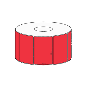 60x39mm Red Direct Thermal Permanent Label, 1200 per roll, 38mm core