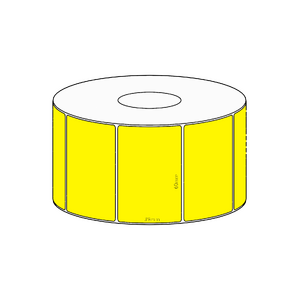 60x39mm Yellow Direct Thermal Permanent Label, 1200 per roll, 38mm core