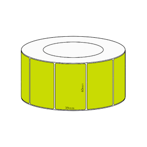 60x39mm Green Direct Thermal Permanent Label, 3550 per roll, 76mm core