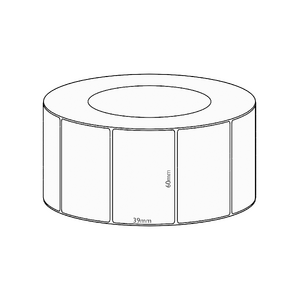 60x39mm Direct Thermal Permanent Label, 3550 per roll, 76mm core