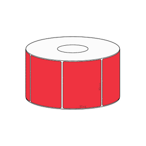 60x50mm Red Direct Thermal Permanent Label, 950 per roll, 38mm core