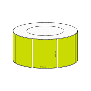 60x50mm Green Direct Thermal Permanent Label, 2850 per roll, 76mm core