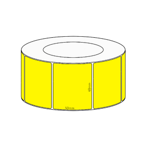 60x50mm Yellow Direct Thermal Permanent Label, 2850 per roll, 76mm core