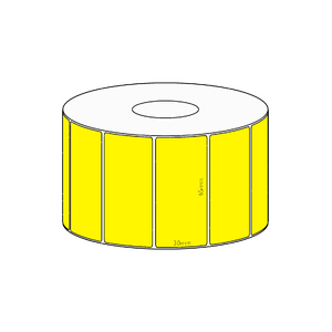 65x30mm Yellow Direct Thermal Permanent Label, 1500 per roll, 38mm core