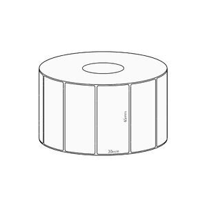 65x30mm Direct Thermal Permanent Label, 1500 per roll, 38mm core