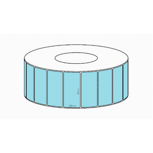 65x30mm Blue Direct Thermal Permanent Label, 4550 per roll, 76mm core