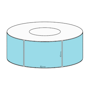 65x95mm Blue Direct Thermal Permanent Label, 1550 per roll, 76mm core