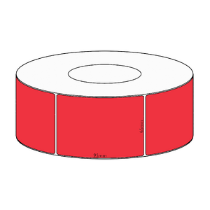 65x95mm Red Direct Thermal Permanent Label, 1550 per roll, 76mm core