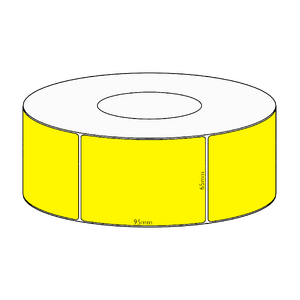 65x95mm Yellow Direct Thermal Permanent Label, 1550 per roll, 76mm core