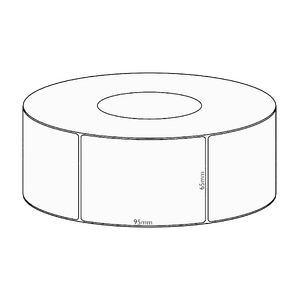 65x95mm Direct Thermal Permanent Label, 1550 per roll, 76mm core
