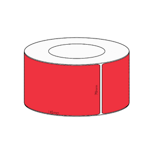 70x145mm Red Direct Thermal Permanent Label, 1000 per roll, 76mm core