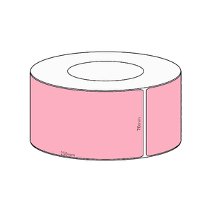 70x250mm Pink Direct Thermal Permanent Label, 600 per roll, 76mm core