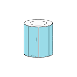 70x25mm Blue Direct Thermal Permanent Label, 1800 per roll, 38mm core