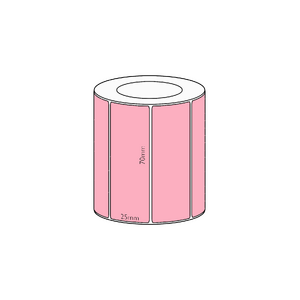 70x25mm Pink Direct Thermal Permanent Label, 1800 per roll, 38mm core