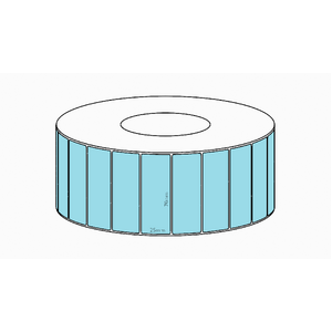 70x25mm Blue Direct Thermal Permanent Label, 5350 per roll, 76mm core