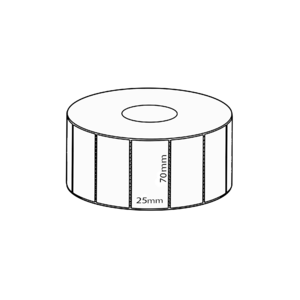 70x25mm Transfer Permanent Label, 2000 per roll, 38mm core, Perforated