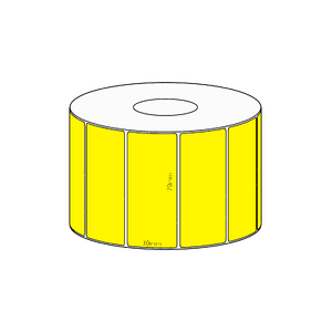 70x30mm Yellow Direct Thermal Permanent Label, 1500 per roll, 38mm core