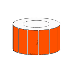 70x30mm Orange Direct Thermal Permanent Label, 4550 per roll, 76mm core