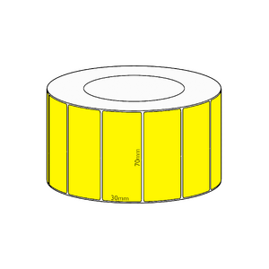 70x30mm Yellow Direct Thermal Permanent Label, 4550 per roll, 76mm core