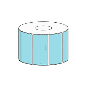 70x35mm Blue Direct Thermal Permanent Label, 1300 per roll, 38mm core