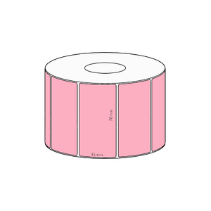 70x35mm Pink Direct Thermal Permanent Label, 1300 per roll, 38mm core