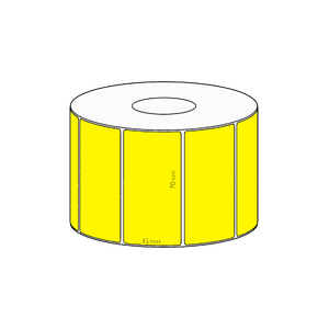 70x35mm Yellow Direct Thermal Permanent Label, 1300 per roll, 38mm core