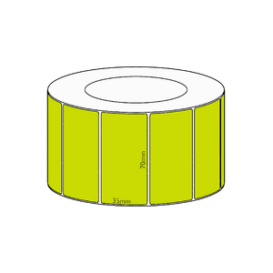 70x35mm Green Direct Thermal Permanent Label, 3950 per roll, 76mm core