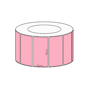 70x35mm Pink Direct Thermal Permanent Label, 3950 per roll, 76mm core