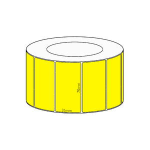 70x35mm Yellow Direct Thermal Permanent Label, 3950 per roll, 76mm core