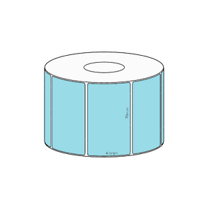 70x41mm Blue Direct Thermal Permanent Label, 1150 per roll, 38mm core