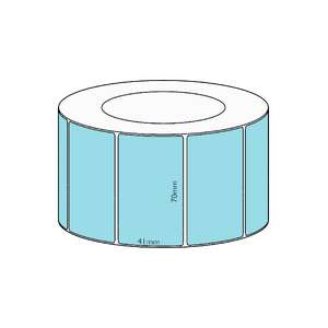 70x41mm Blue Direct Thermal Permanent Label, 3400 per roll, 76mm core