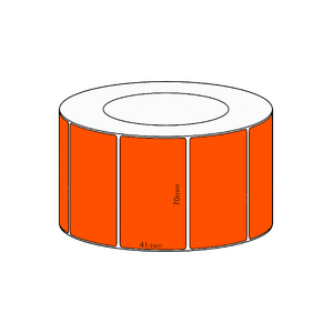 70x41mm Orange Direct Thermal Permanent Label, 3400 per roll, 76mm core