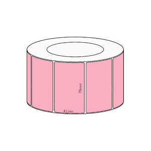 70x41mm Pink Direct Thermal Permanent Label, 3400 per roll, 76mm core