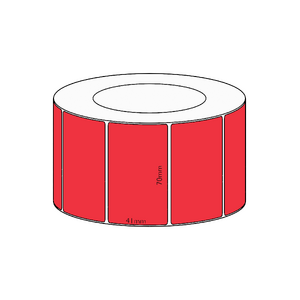 70x41mm Red Direct Thermal Permanent Label, 3400 per roll, 76mm core