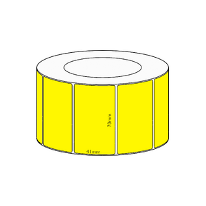 70x41mm Yellow Direct Thermal Permanent Label, 3400 per roll, 76mm core