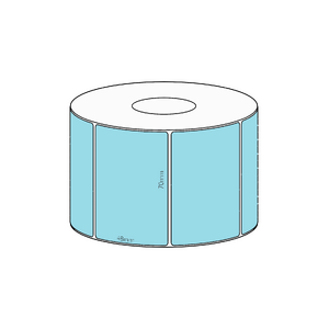 70x48mm Blue Direct Thermal Permanent Label, 1000 per roll, 38mm core