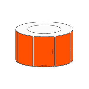70x48mm Orange Direct Thermal Permanent Label, 2950 per roll, 76mm core