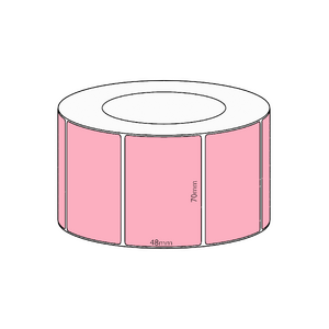 70x48mm Pink Direct Thermal Permanent Label, 2950 per roll, 76mm core
