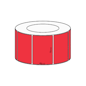 70x48mm Red Direct Thermal Permanent Label, 2950 per roll, 76mm core
