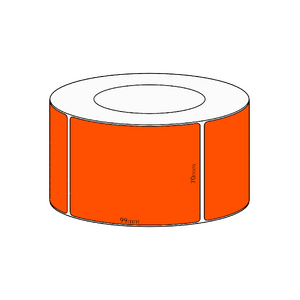 70x99mm Orange Direct Thermal Permanent Label, 1450 per roll, 76mm core