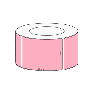 70x99mm Pink Direct Thermal Permanent Label, 1450 per roll, 76mm core