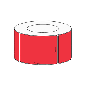 70x99mm Red Direct Thermal Permanent Label, 1450 per roll, 76mm core