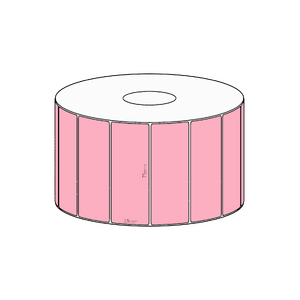 75x28mm Pink Direct Thermal Permanent Label, 1600 per roll, 38mm core