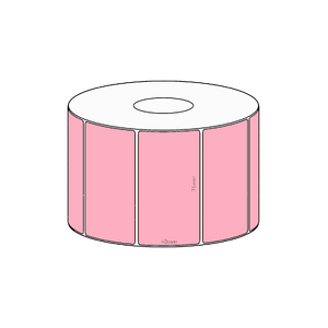 75x40mm Pink Direct Thermal Permanent Label, 1150 per roll, 38mm core