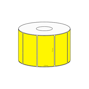 75x40mm Yellow Direct Thermal Permanent Label, 1150 per roll, 38mm core